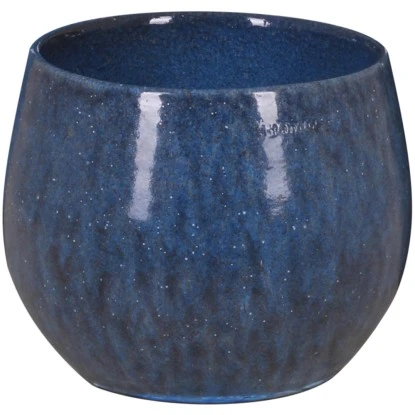 A.H.G. Keramik-Übertopf Roleto Bauchig Blau Glasiert Ø 20 Cm
