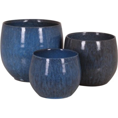 A.H.G. Keramik-Übertopf Roleto Bauchig Blau Glasiert Ø 20 Cm – Bild 2