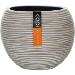 Capi Pflanztopf III Kugel Riffel Ø 17 Cm X 14 Cm Elfenbein