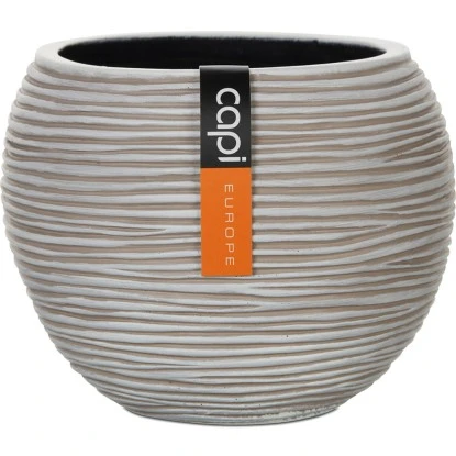 Capi Pflanztopf III Kugel Riffel Ø 17 Cm X 14 Cm Elfenbein