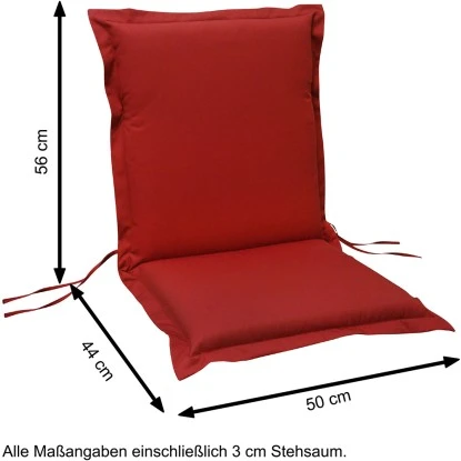 Indoba® 2 X Sitzauflage Niederlehner Premium95°C Vollwaschbar Rot 100x50 Cm – Bild 5