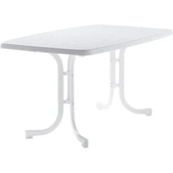 Sieger Klapptisch Rechteckig Weiß Marmordekor 150 Cm X 90 Cm