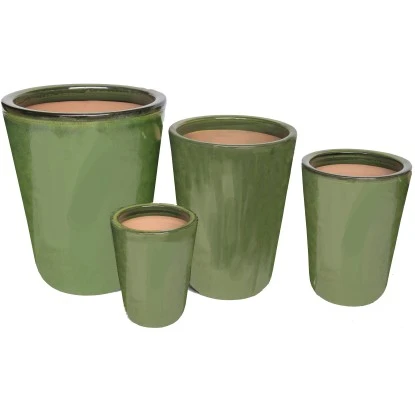 Vase Aus Keramik Ø 30 Cm Grün Glasiert – Bild 2