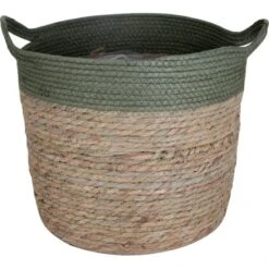 Übertopf Korb Mit Griffen Ø 30 Cm Natur-Grün
