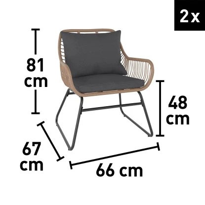 Balkonmöbel-Set Willmar 3-teilig Polyrattan Beige – Bild 7