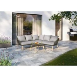 Eck-Lounge-Set Edna 3-teilig Seil-Bespannung Anthrazit