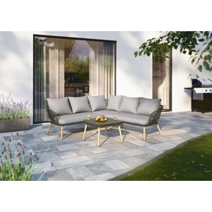 Eck-Lounge-Set Edna 3-teilig Seil-Bespannung Anthrazit