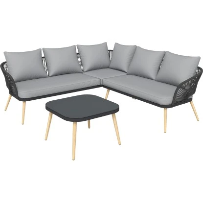 Eck-Lounge-Set Edna 3-teilig Seil-Bespannung Anthrazit – Bild 2