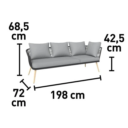Eck-Lounge-Set Edna 3-teilig Seil-Bespannung Anthrazit – Bild 6
