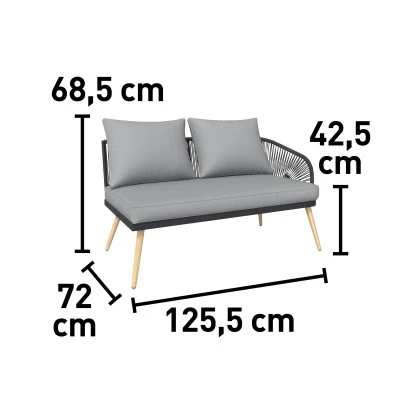 Eck-Lounge-Set Edna 3-teilig Seil-Bespannung Anthrazit – Bild 7