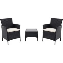 Balkonset Taracoa Wicker Schwarz 3-teilig