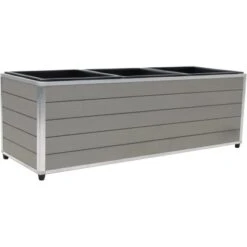 Blumenkasten Rechteckig Hellgrau Mit 3 Herausnehmbaren Kunststoffeinsätzen