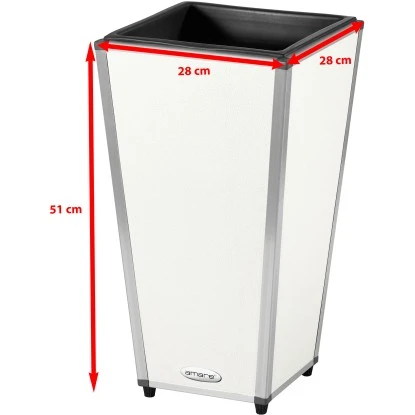 Amare Blumentopf Pur Fiberglas Design 28 Cm X 28 Cm X 51 Cm Weiß – Bild 6