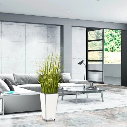 Amare Blumentopf Pur Fiberglas Design 28 Cm X 28 Cm X 51 Cm Weiß – Bild 7