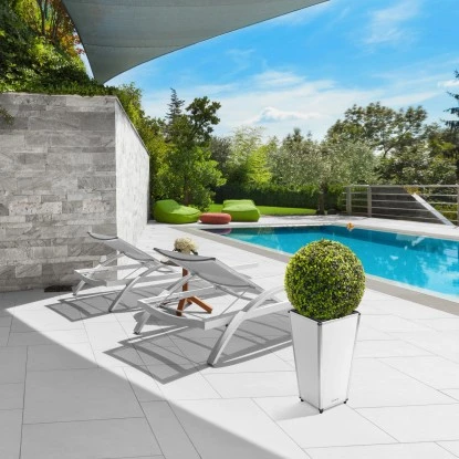 Amare Blumentopf Pur Fiberglas Design 28 Cm X 28 Cm X 51 Cm Weiß – Bild 9