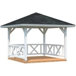 Palmako Pavillon Betty 9,0 M² Weiß Grundiert 300 Cm X 300 Cm