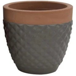 Keramik Übertopf Diamond Rund Taupe 37 Cm X 37 Cm X 34 Cm