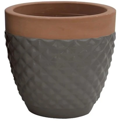 Keramik Übertopf Diamond Rund Taupe 37 Cm X 37 Cm X 34 Cm