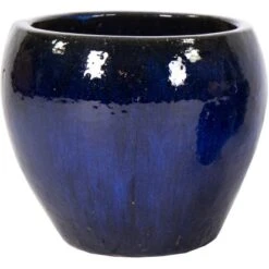 M Collections Pflanztopf Belly Falling Glazed 28 Cm X 28 Cm Blau
