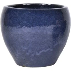 M Collections Pflanztopf Belly Falling Glazed 28 Cm X 28 Cm Grau