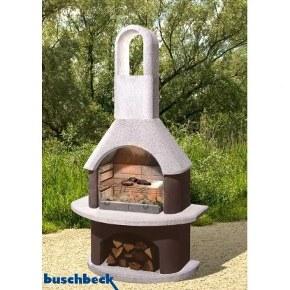 Buschbeck Gartengrillkamin Milano Weiß-Braun – Bild 2